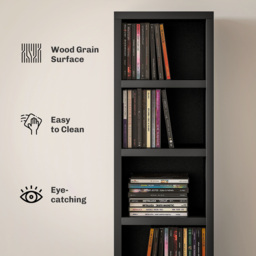 HOMCOM 204 CD Black Tall Bookshelf with Cubes - Size: 12 Shelf - Wilko - thumbnail 6