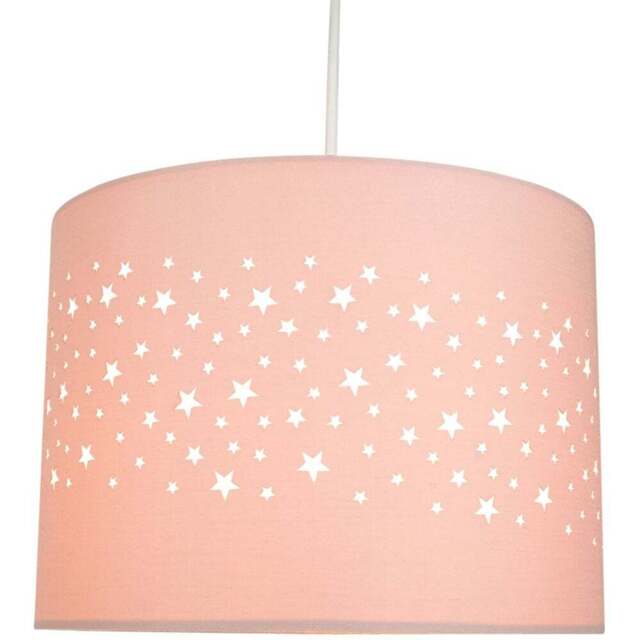 Happy Homewares Soft Pink Cotton Stars Pattern Pendant Lamp Shade - Size: 18 x 25 x 25cm - Wilko - image 1