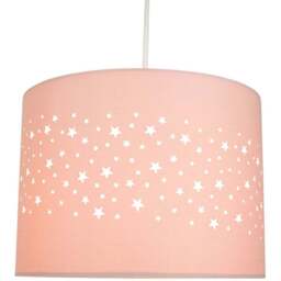 Happy Homewares Soft Pink Cotton Stars Pattern Pendant Lamp Shade - Size: 18 x 25 x 25cm - Wilko