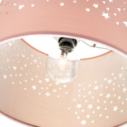 Happy Homewares Soft Pink Cotton Stars Pattern Pendant Lamp Shade - Size: 18 x 25 x 25cm - Wilko - thumbnail 3