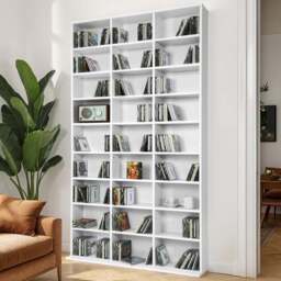 tectake Christel 27 Shelf White CD Shelf - Size: 180 x 23.5 x 102cm - Wilko - thumbnail 1