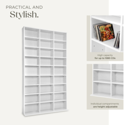tectake Christel 27 Shelf White CD Shelf - Size: 180 x 23.5 x 102cm - Wilko - thumbnail 7