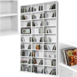 tectake Christel 27 Shelf White CD Shelf - Size: 180 x 23.5 x 102cm - Wilko - thumbnail 3