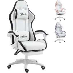 Portland White and Black PU Leather Recliner Gaming Chair - Size: 65 x 65 x 129cm - Wilko - thumbnail 3