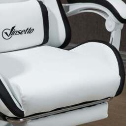 Portland White and Black PU Leather Recliner Gaming Chair - Size: 65 x 65 x 129cm - Wilko - thumbnail 4
