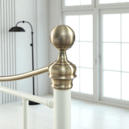 OAT Home Hampstead Single White and Brass Metal Bed - Wilko - thumbnail 6