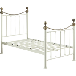 OAT Home Hampstead Single White and Brass Metal Bed - Wilko - thumbnail 3