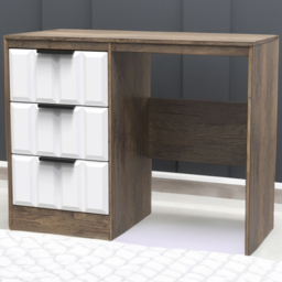 Crowndale New York 3 Drawer White Matt and Vintage Oak Dressing Table - Wilko
