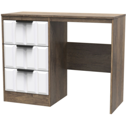 Crowndale New York 3 Drawer White Matt and Vintage Oak Dressing Table - Wilko - thumbnail 3