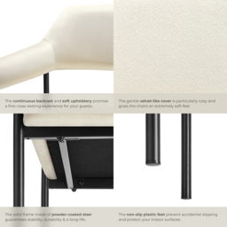 tectake Doe Set of 4 Off-White Velvet Armchair - Size: Single - Wilko - thumbnail 6