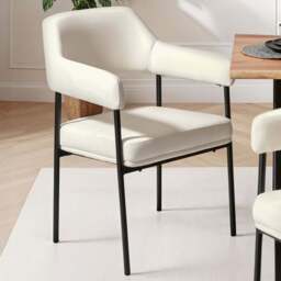 tectake Doe Set of 4 Off-White Velvet Armchair - Size: Single - Wilko