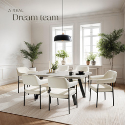 tectake Doe Set of 4 Off-White Velvet Armchair - Size: Single - Wilko - thumbnail 5