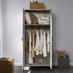 Vida Designs Brooklyn 2 Door Grey Industrial Wardrobe with Hanging Rail and Shelf - Wilko - thumbnail 6