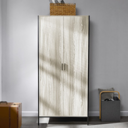 Vida Designs Brooklyn 2 Door Grey Industrial Wardrobe with Hanging Rail and Shelf - Wilko - thumbnail 4
