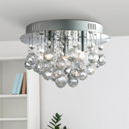 Lighting Collection 3 Light Chrome and Clear Acrylic Flush Ceiling Light - Size: 16 x 25 x 25cm - Silver - Wilko - thumbnail 3