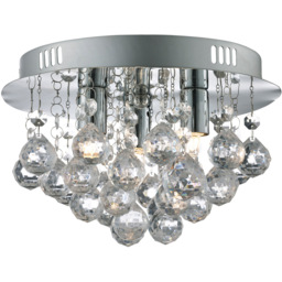 Lighting Collection 3 Light Chrome and Clear Acrylic Flush Ceiling Light - Size: 16 x 25 x 25cm - Silver - Wilko - thumbnail 4