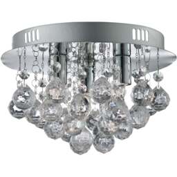 Lighting Collection 3 Light Chrome and Clear Acrylic Flush Ceiling Light - Size: 16 x 25 x 25cm - Silver - Wilko