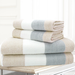 Velosso Weston Super Absorbent Cotton Latte Stripe Hand Towel Set of 2 - Size: 50 x 80 x 0.5cm - Cream - Wilko - thumbnail 4