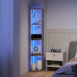 HOMCOM 5 Shelf Rustic Brown Dimmable RGB LED Floor Lamp - Size: 48 x 13 x 37cm - Wilko - thumbnail 5