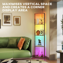 HOMCOM 5 Shelf Rustic Brown Dimmable RGB LED Floor Lamp - Size: 48 x 13 x 37cm - Wilko - thumbnail 7