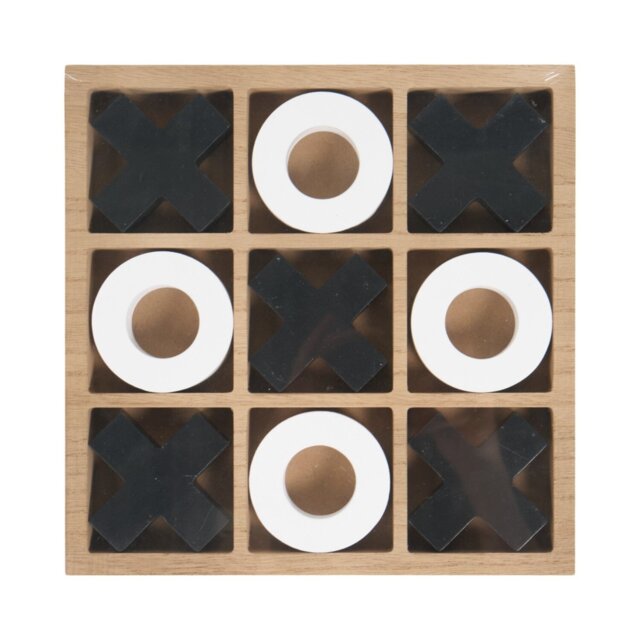 Wooden Noughts and Crosses Game Monochrome - Wilko - image 1