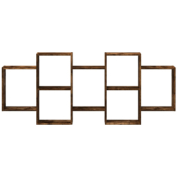 vidaXL 7 Shelf Smoked Oak Floating Wall Shelf - Size: 65 x 18 x 159cm - Brown - Wilko - thumbnail 3