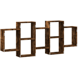 vidaXL 7 Shelf Smoked Oak Floating Wall Shelf - Size: 65 x 18 x 159cm - Brown - Wilko - thumbnail 4