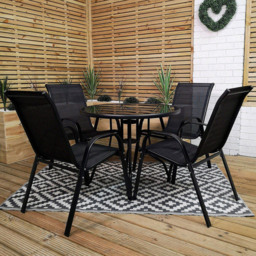 Samuel Alexander 4 Seater Round Outdoor Dining Set - Black - Wilko - thumbnail 1