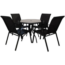 Samuel Alexander 4 Seater Round Outdoor Dining Set - Black - Wilko - thumbnail 3