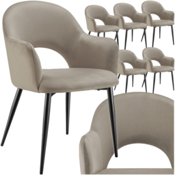 Tectake Sasha Set of 6 Taupe Velvet Padded Dining Chair - Grey - Wilko - thumbnail 3