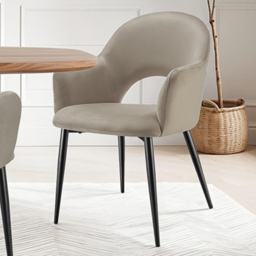 Tectake Sasha Set of 6 Taupe Velvet Padded Dining Chair - Grey - Wilko - thumbnail 1