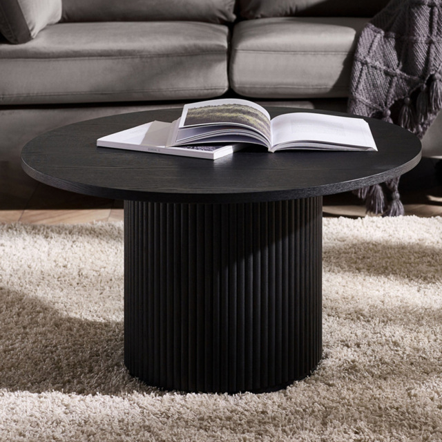 Julian Bowen Louis Black Fluted Round Coffee Table - Size: 45.5 x 80 x 80cm - Wilko - image 1