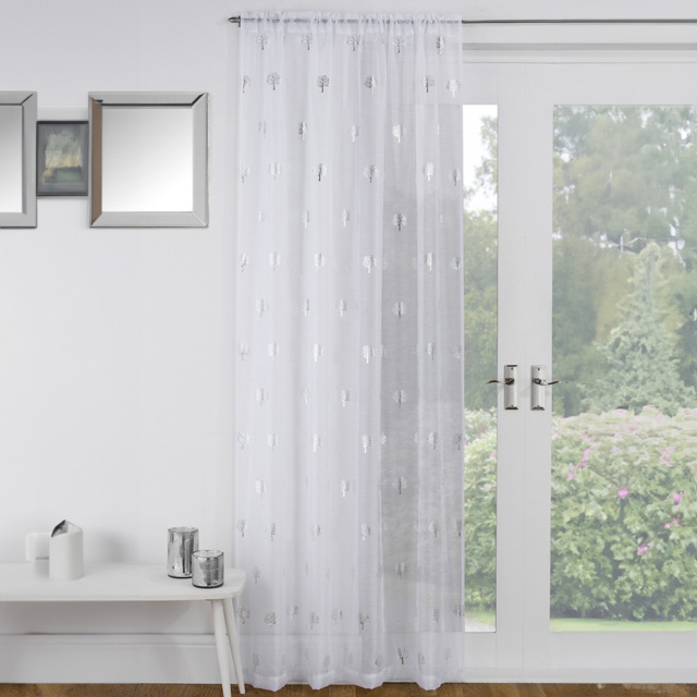 White Birch Panel Voile Curtain 137 x 140cm - Size: W 137 x D 140cm - Wilko