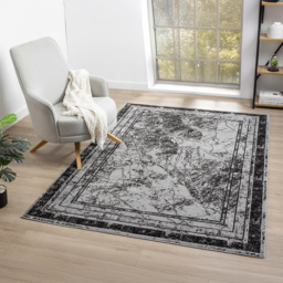 Desire Rugs Obsidian Grey Abstract Frame Rug 120 x 170cm - Size: 170 x 120 x 0.8cm - Wilko - thumbnail 3