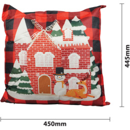 Xmas Haus Festive Black and Red Plaid House Christmas Cushion 45 x 45cm - Size: 450 x 450 x 150cm - Wilko - thumbnail 6