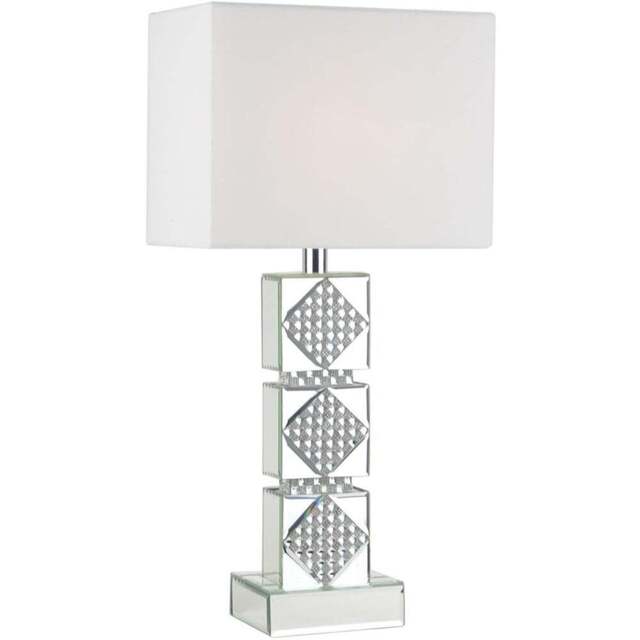 Boutique Collection Tallulah White Crystal Mirror Table Lamp - Size: 33 x 61 x 23cm - Wilko - image 1