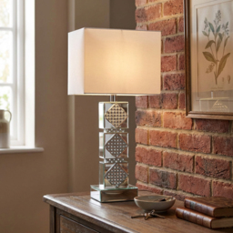 Boutique Collection Tallulah White Crystal Mirror Table Lamp - Size: 33 x 61 x 23cm - Wilko - thumbnail 5