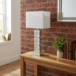 Boutique Collection Tallulah White Crystal Mirror Table Lamp - Size: 33 x 61 x 23cm - Wilko - thumbnail 6