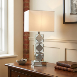 Boutique Collection Tallulah White Crystal Mirror Table Lamp - Size: 33 x 61 x 23cm - Wilko - thumbnail 3