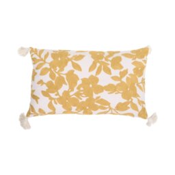 Astbury Floral Cushion White and Mustard - Wilko