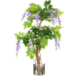 Botanik Purple Wisteria Artificial Tree in Silver Metal Planter 3.6ft - Size: 110 x 70 x 70cm - Green - Wilko