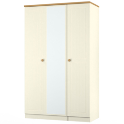 Crowndale Warwick 3 Door Cream Ash and Oak Triple Mirror Wardrobe - Wilko - thumbnail 5