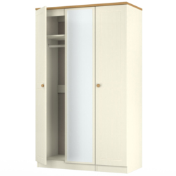 Crowndale Warwick 3 Door Cream Ash and Oak Triple Mirror Wardrobe - Wilko - thumbnail 7