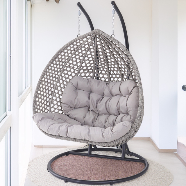 Oakley 2 Seater Rattan Light Grey Swing Egg Pod Chair - Wilko - image 1