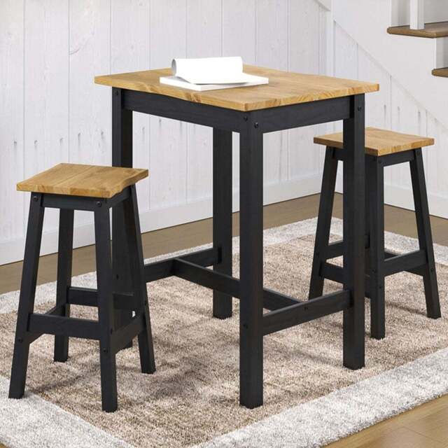 Core Products Corona 2 Seater High Breakfast Table Set Black - Wilko - image 1