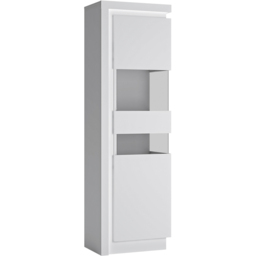 Furniture To Go Lyon White High Gloss Right Hand Tall Narrow Display Cabinet - Size: 42 x 59.8 x 198.1cm - Multi - Wilko - thumbnail 3