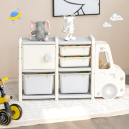 Costway Beige Kids Storage Units with Plastic Bins - Size: 71.1 x 58.4 x 38.1cm - Cream - Wilko - thumbnail 5