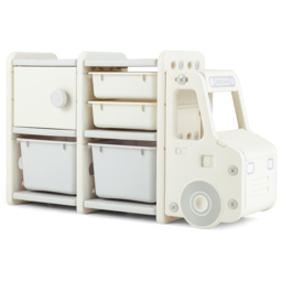 Costway Beige Kids Storage Units with Plastic Bins - Size: 71.1 x 58.4 x 38.1cm - Cream - Wilko - thumbnail 3