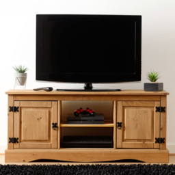 Seconique Corona 2 Door Distressed Waxed Pine Flat Screen TV Unit - Size: 40 x 120 x 51cm - Brown - Wilko - thumbnail 1