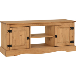 Seconique Corona 2 Door Distressed Waxed Pine Flat Screen TV Unit - Size: 40 x 120 x 51cm - Brown - Wilko - thumbnail 3
